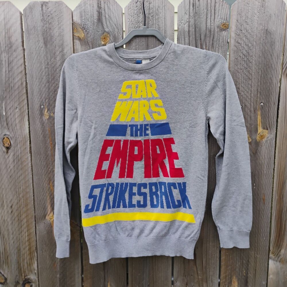 Vintage Y2K Star Wars The Empire Strikes Back Gray Sweater Top Knit Size XS H&M